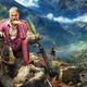 Far Cry 4's key art of villain Pagan Min sitting on an ancient statue.